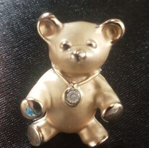 Vintage Giusti gold tone jeweled lapel pin / Broach jewelry.